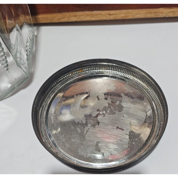 1900s Hoosier Art Deco Glass Jar Tin Lid gallon pantry storage square ribbed kit - Picture 5 of 10